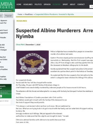 Suspected Albino Murderers Arrested In Nyimba Suspected Albino Murderers Arrested In Nyimba